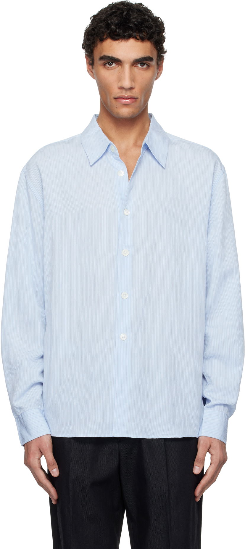 Srajce OUR LEGACY OUR LEGACY Beyond Striped Relaxed-Fit Shirt Modra | M2252BS