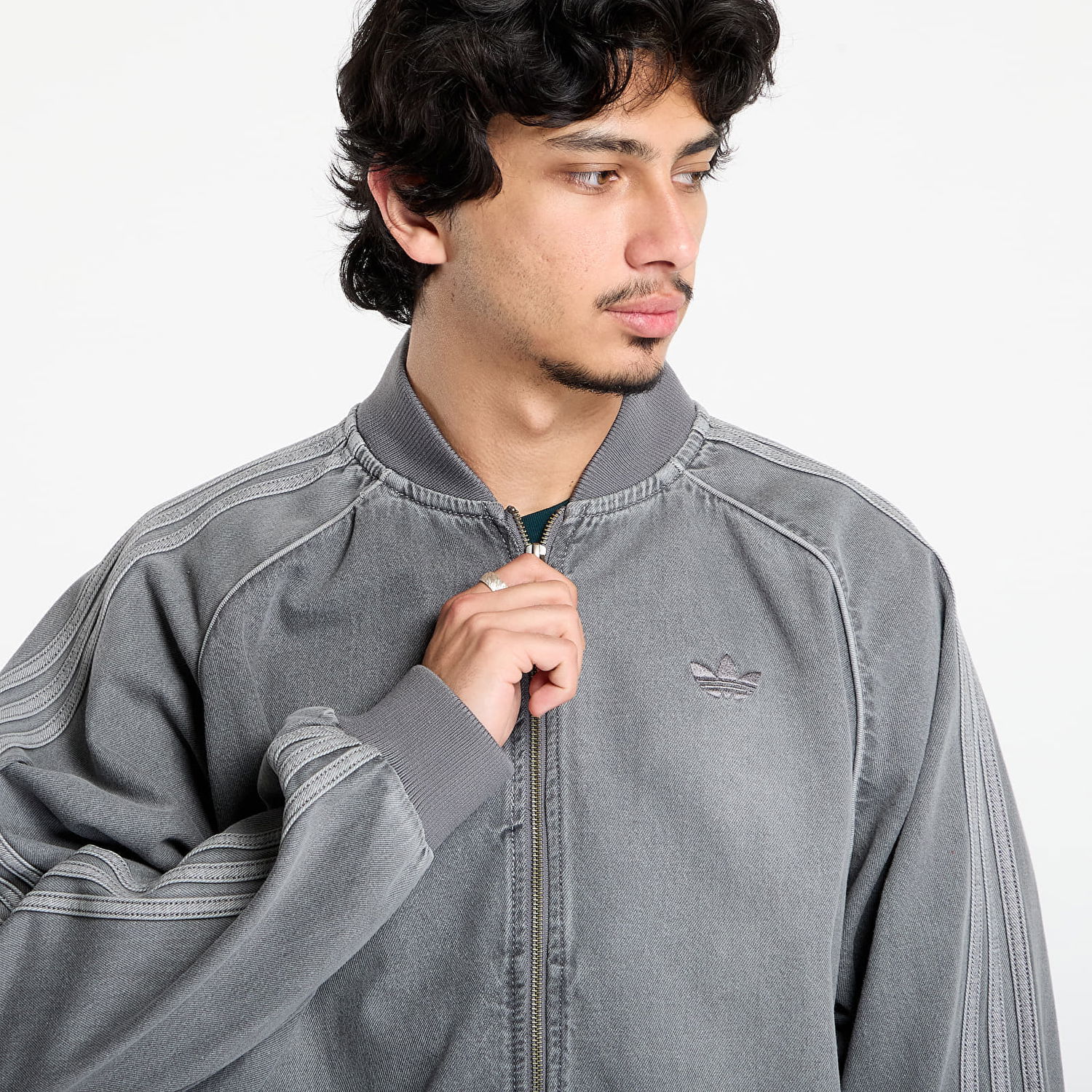 Bomber jakna adidas Performance Adicolor Loose SST Denim Track Jacket Siva | JW5915, 1