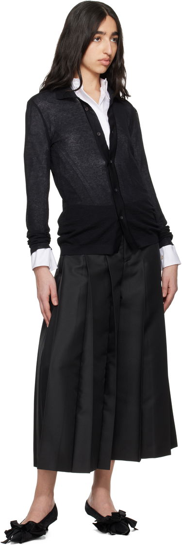 Hlače Comme des Garçons Comme des Garçons Gabardine Pleated Cropped Trousers Črna | GO-P009-S25, 3