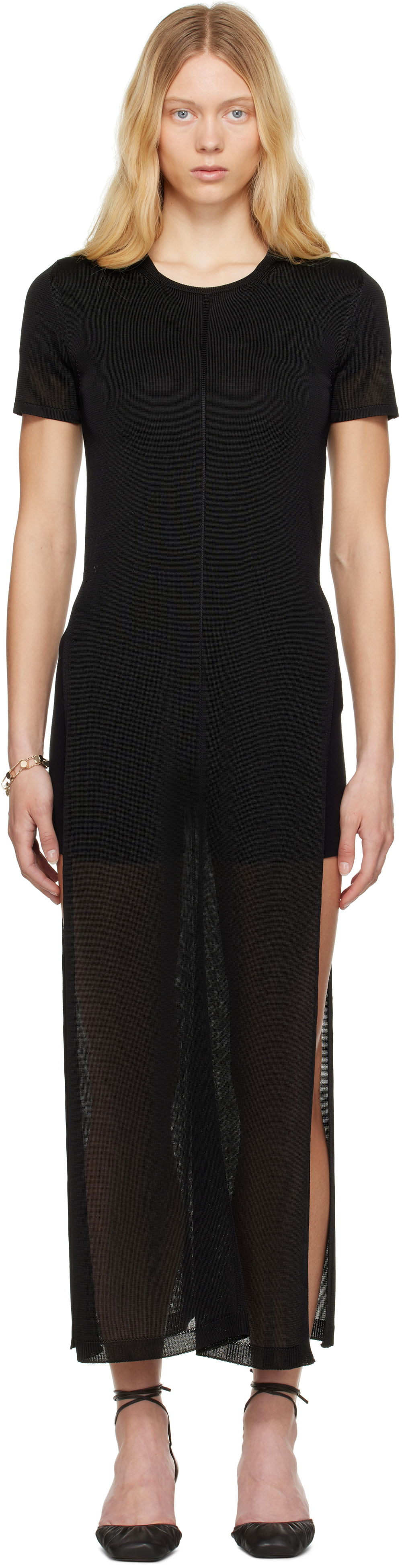Obleke LEMAIRE Lemaire Column Slits Midi Dress Črna | DR1104 LK1037, 0