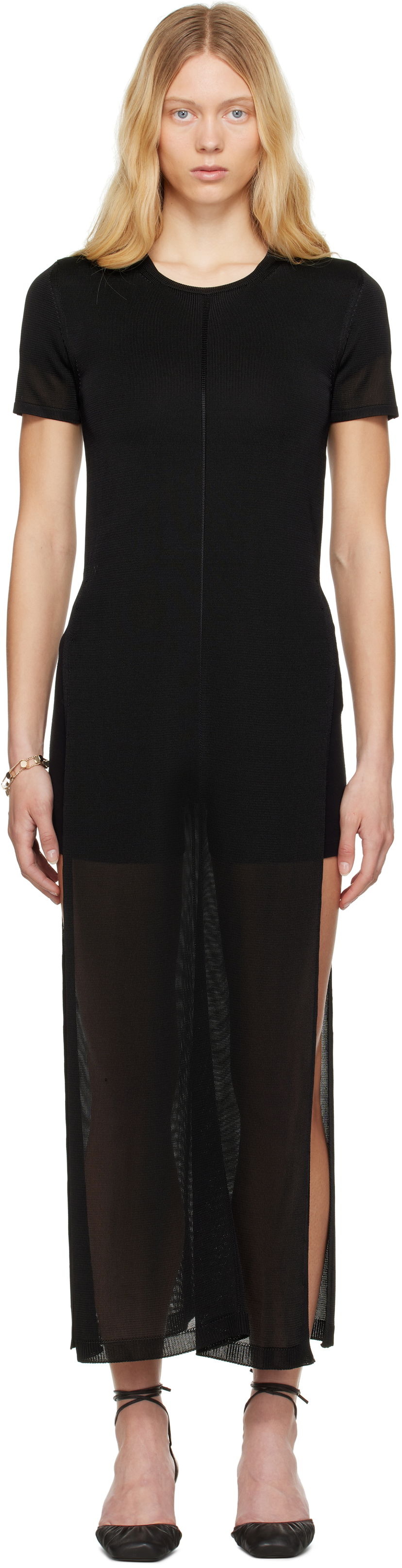 Obleke LEMAIRE Lemaire Column Slits Midi Dress Črna | DR1104 LK1037