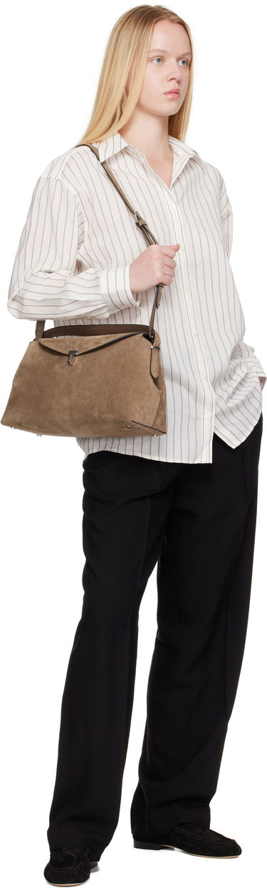 Torbica TOTEME TOTEME T-Lock Suede Top Handle Bag Rjava | 241-WAL961-LE0004, 3