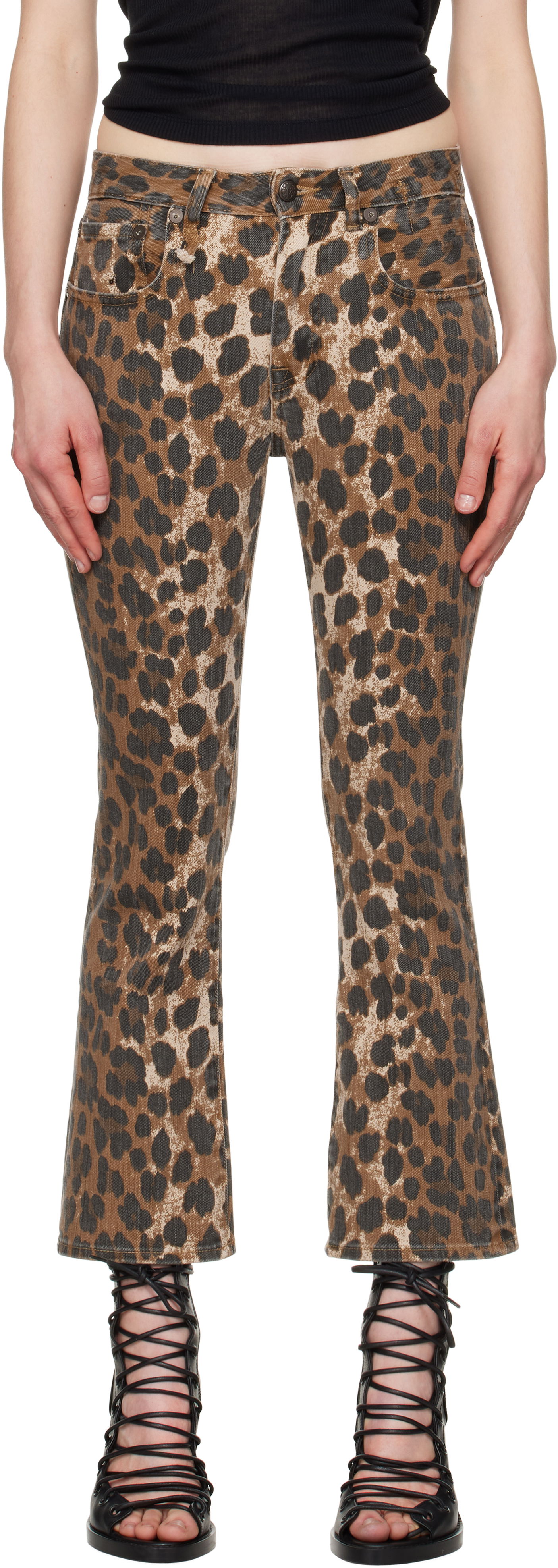 Kavbojke R13 R13 Leopard Print Kick Fit Jeans Rjava | R13W0009-D278A, 0