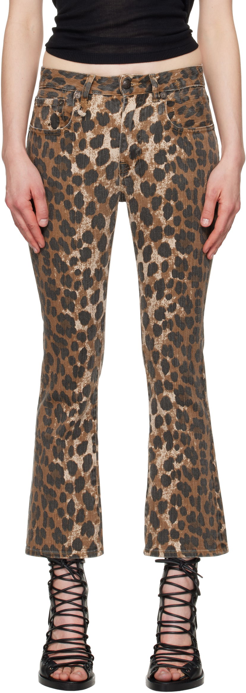 Kavbojke R13 R13 Leopard Print Kick Fit Jeans Rjava | R13W0009-D278A