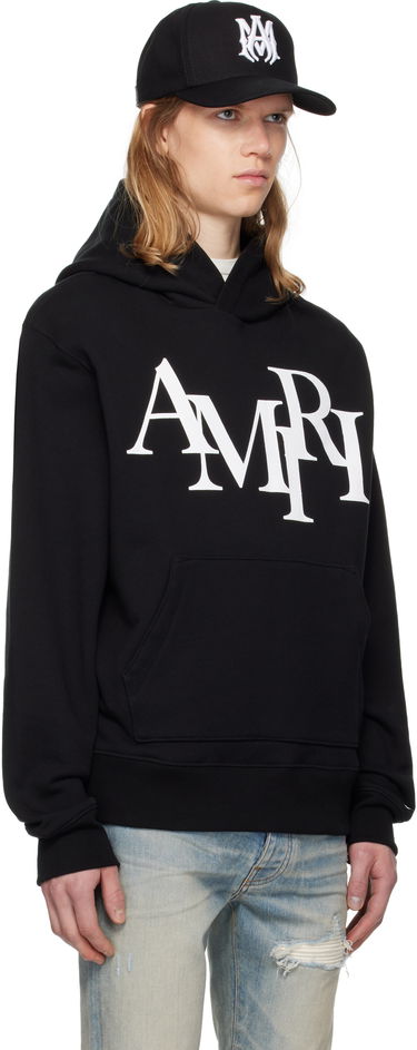 Pulover AMIRI Staggered Logo Print Hoodie Črna | AMJYHD1094, 1