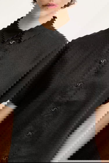 Srajce Samsoe Samsoe Samsoe Samsoe MINA Linen Regular Fit Collared Shirt Črna | F23900009, 3