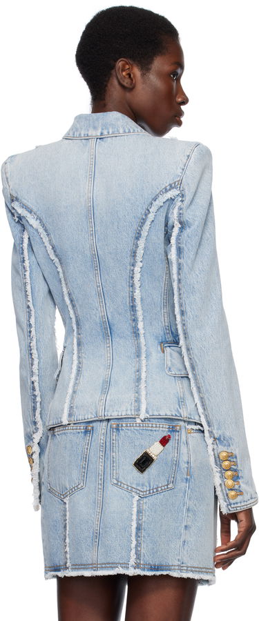 Jakna Balmain Balmain 6-Button Tailored Denim Blazer Modra | EF0SG220DF75, 2