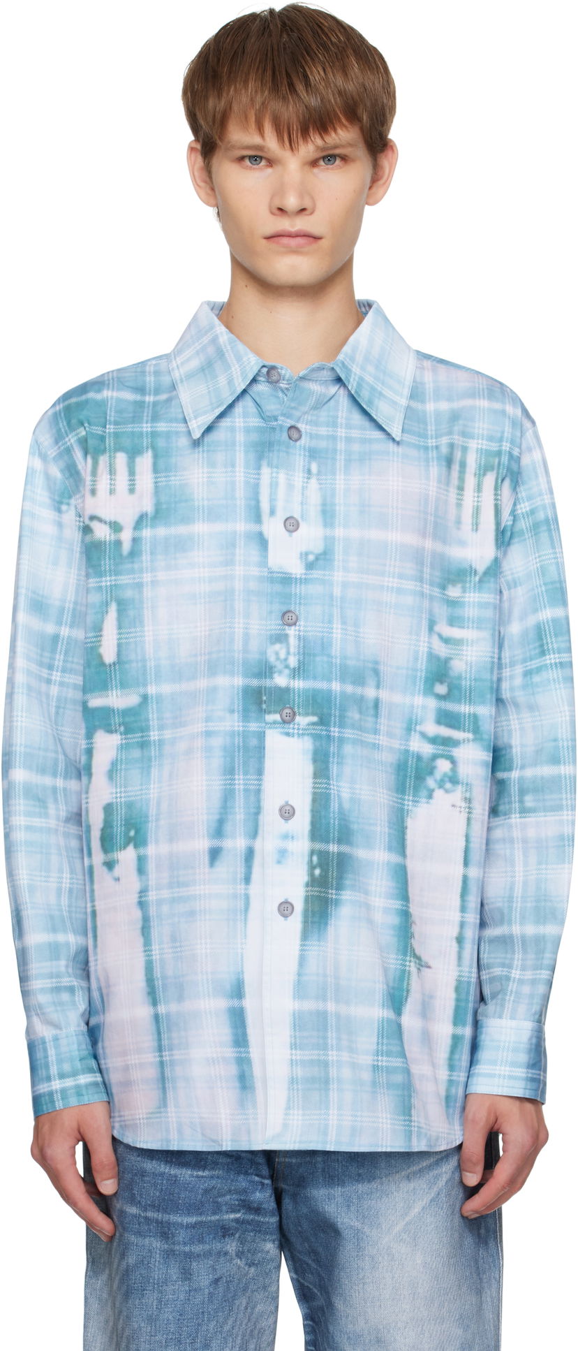 Srajce Andersson Bell Andersson Bell Trompe L'oeil Printed Check Shirt Modra | atb1340m