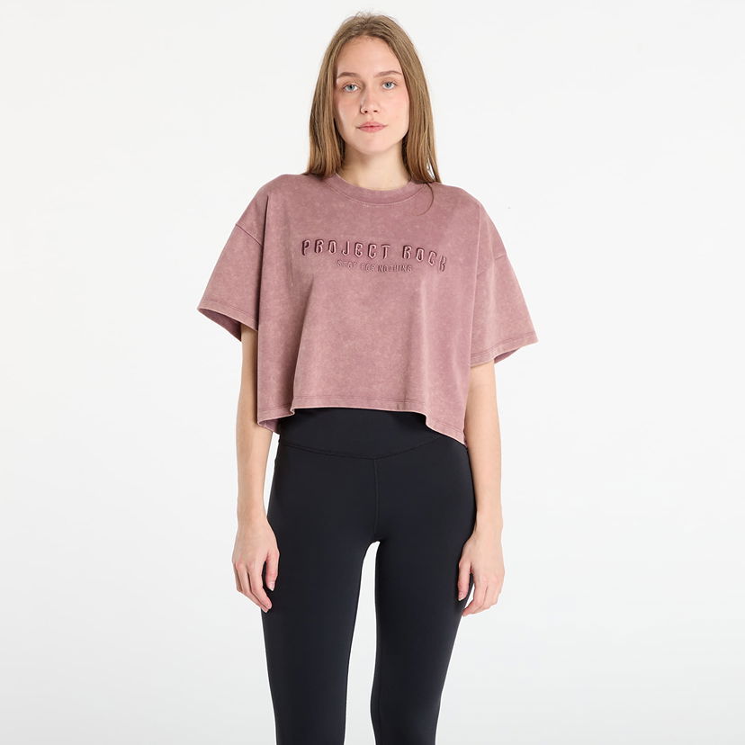 Krop-top Under Armour Project Rock Statement Graphic Short Sleeve Crop Top Lila | 6007507-651