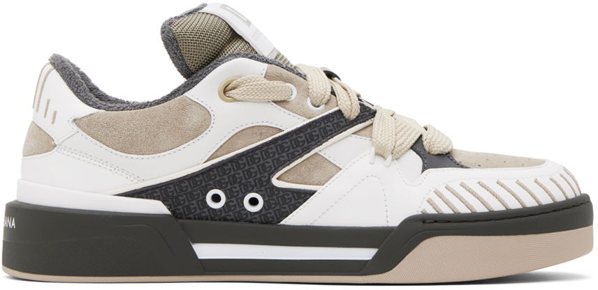 Superge in čevlji Dolce & Gabbana Beige & Gray Mixed-Material New Roma Sneakers Bež | CS2211AO482, 0
