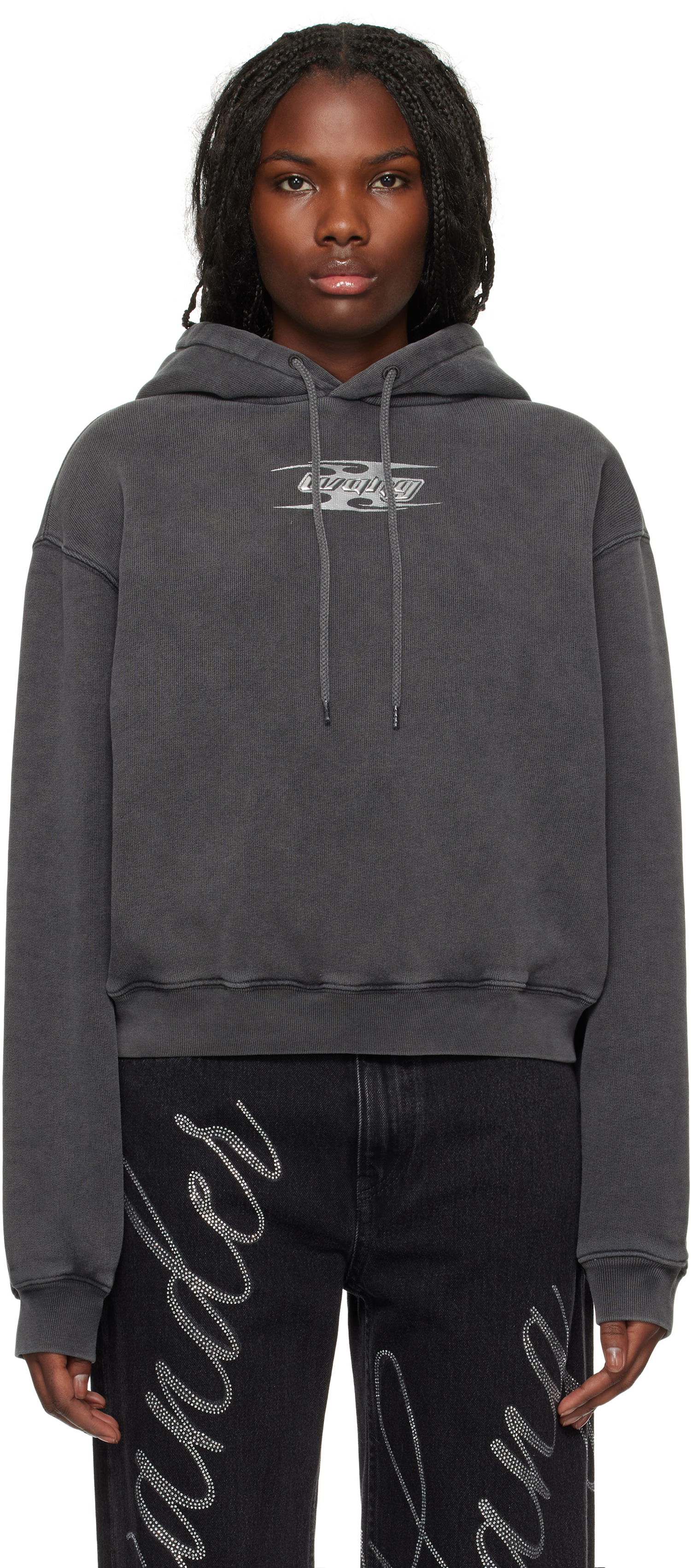 Pulover Alexander Wang Blade Logo-Embossed Hoodie Črna | 4CC4242107, 0