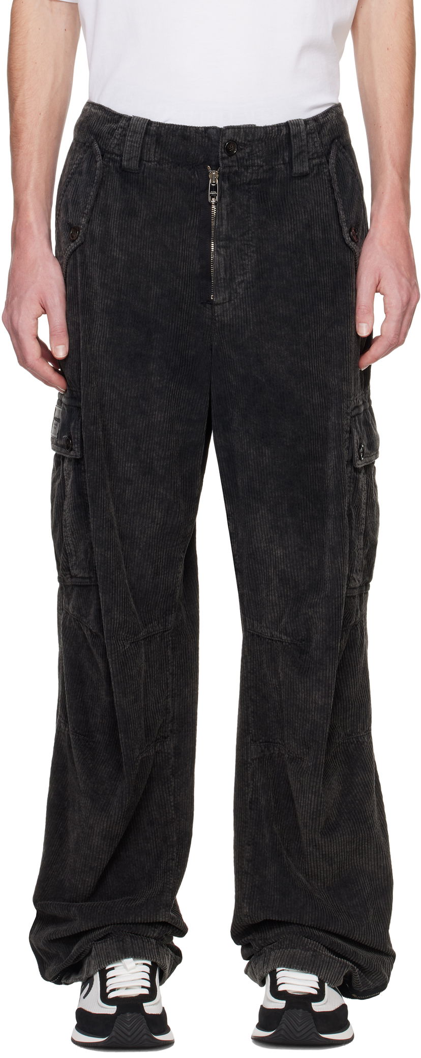 Cargo hlače Dolce & Gabbana Re-Edition Garment Dyed Cargo Pants Črna | GP0B9TG8LI1