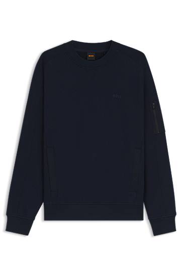 Pulover BOSS Sweatshirt with Zipped Sleeve Pocket Mornarica | 50543458