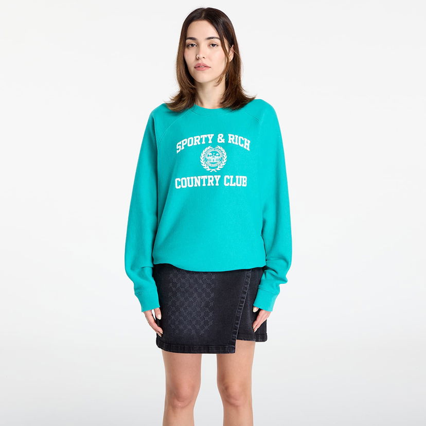 Pulover Sporty & Rich Sporty & Rich Varsity Crest Soft Crewneck Sweatshirt Turkizna | ST082625218GR37