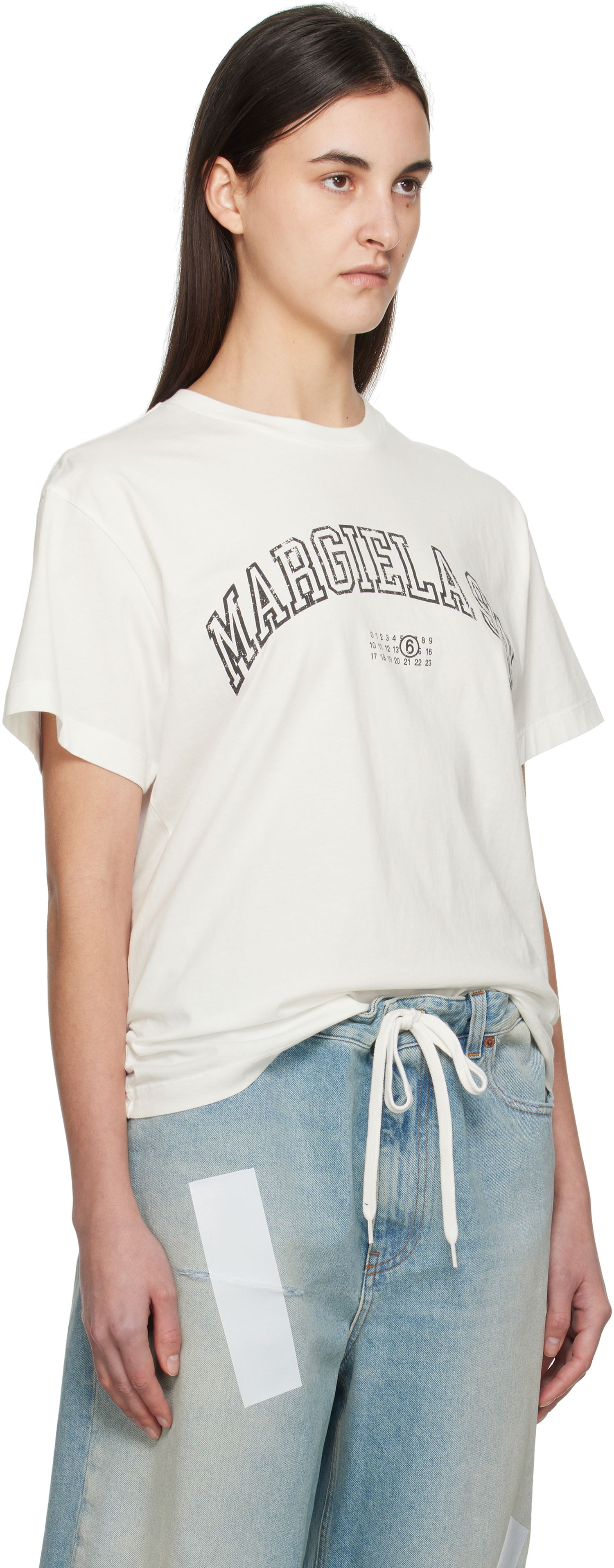 Majica Maison Margiela MM6 Maison Margiela Varsity Print T-Shirt Bela | SH0GC0046 S24312, 1