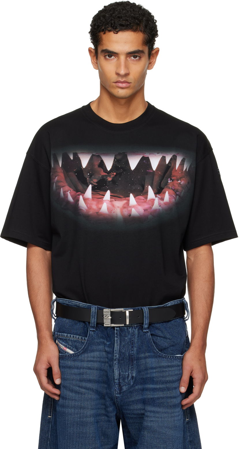 Majica Diesel Shark Jaw Print T-Shirt Črna | A19617-0PLAT-9XX
