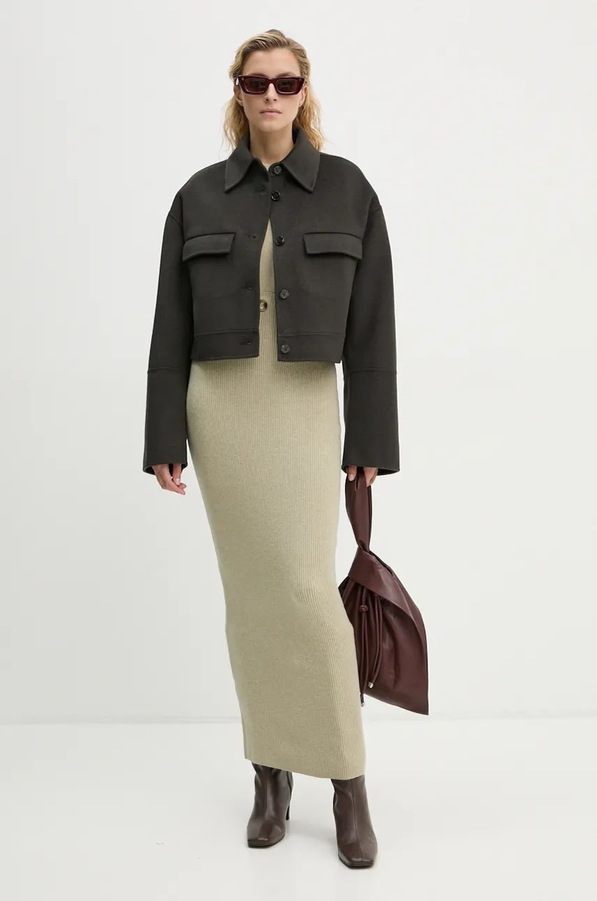 Jakna Nanushka Oversized Cropped Wool Jacket Zelena | NW24PFSG27197, 1