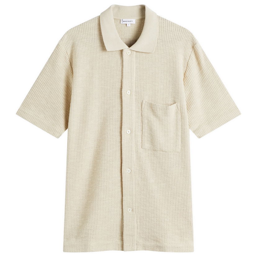 Polo majica NORSE PROJECTS Norse Projects Gustav Crochet Short Sleeve Shirt Bež | N01-0683-2064