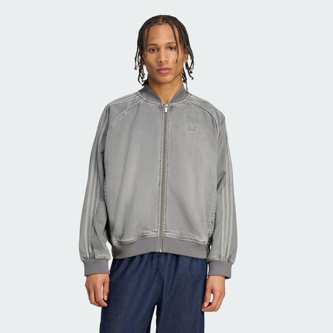 Bomber jakna adidas Performance Adicolor Loose SST Denim Track Jacket Siva | JW5915, 0