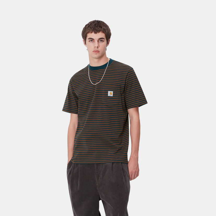 Majica Carhartt WIP Striped Pocket T-Shirt Rjava | I033816_9