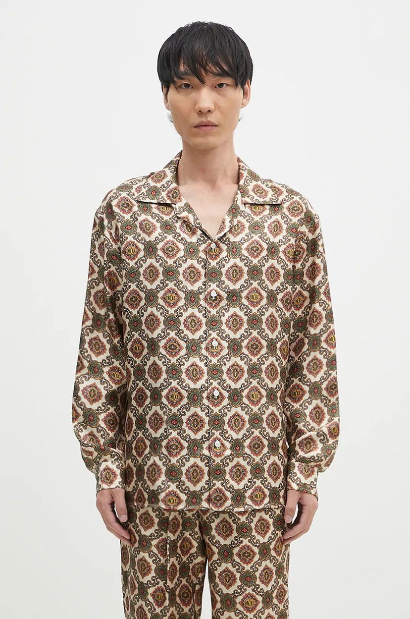Srajce Drôle de Monsieur La Chemise Renzo Relaxed Patterned Shirt Bež | E.SH187.SE006.BG