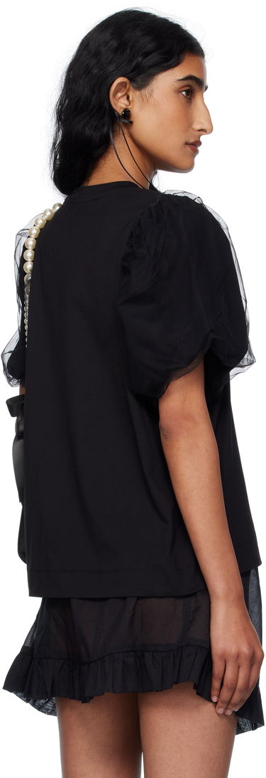 Majica Simone Rocha Simone Rocha Tulle Overlay Puff Sleeve T-Shirt Črna | 5397 0553, 2