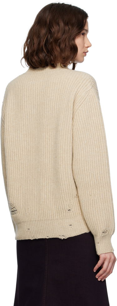 Pleteni pulover Maison Margiela MM6 Maison Margiela Distressed Wool Sweater Bež | S52HN0011 M13138, 2