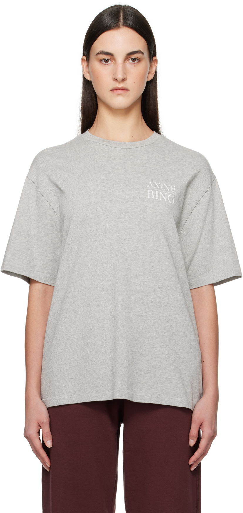 Majica Anine Bing Anine Bing Myers Serif T-Shirt Siva | A-08-10522-WAGR1