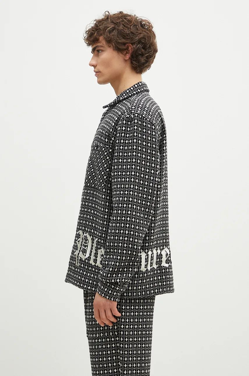 Srajce Pleasures Cross Work Shirt With Regular Fit Siva | P24F036, 0