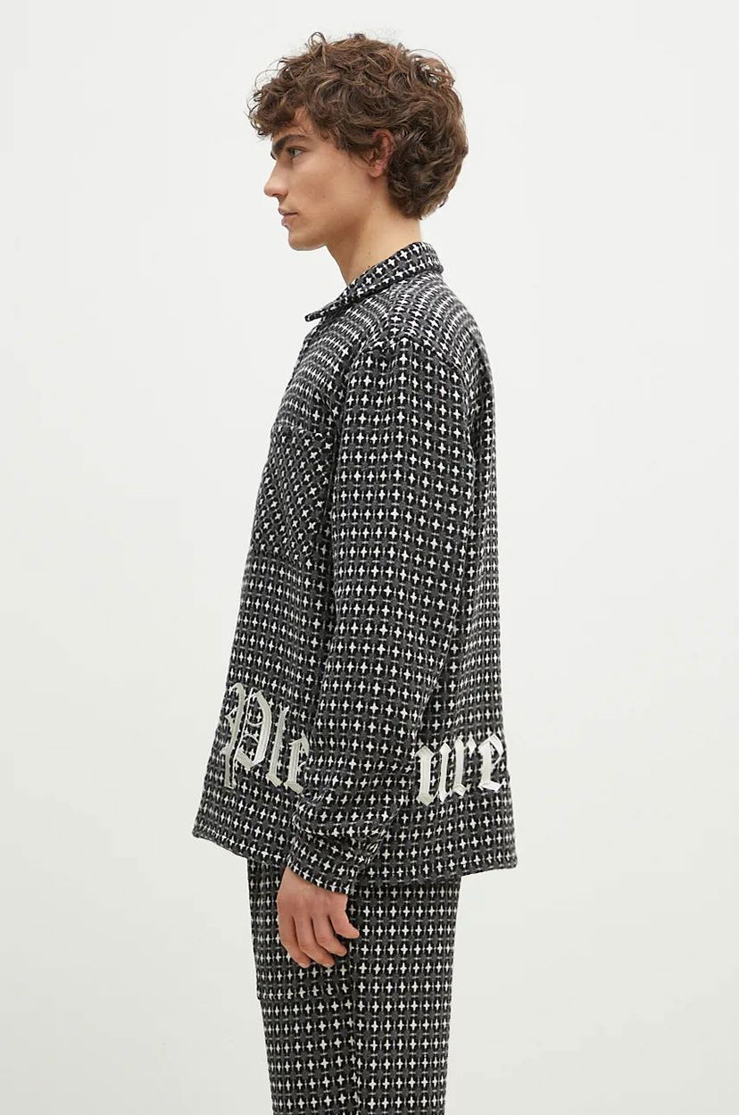 Srajce Pleasures Cross Work Shirt With Regular Fit Siva | P24F036