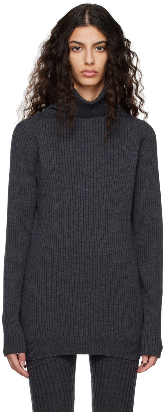 Pleteni pulover TOTEME TOTEME Pinched Seam Turtleneck Sweater Siva | 231-5133-321