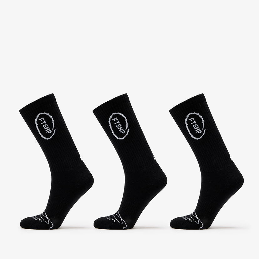 Nogavice Footshop High Crew Socks 3-Pack Black Črna | FTSHP_368