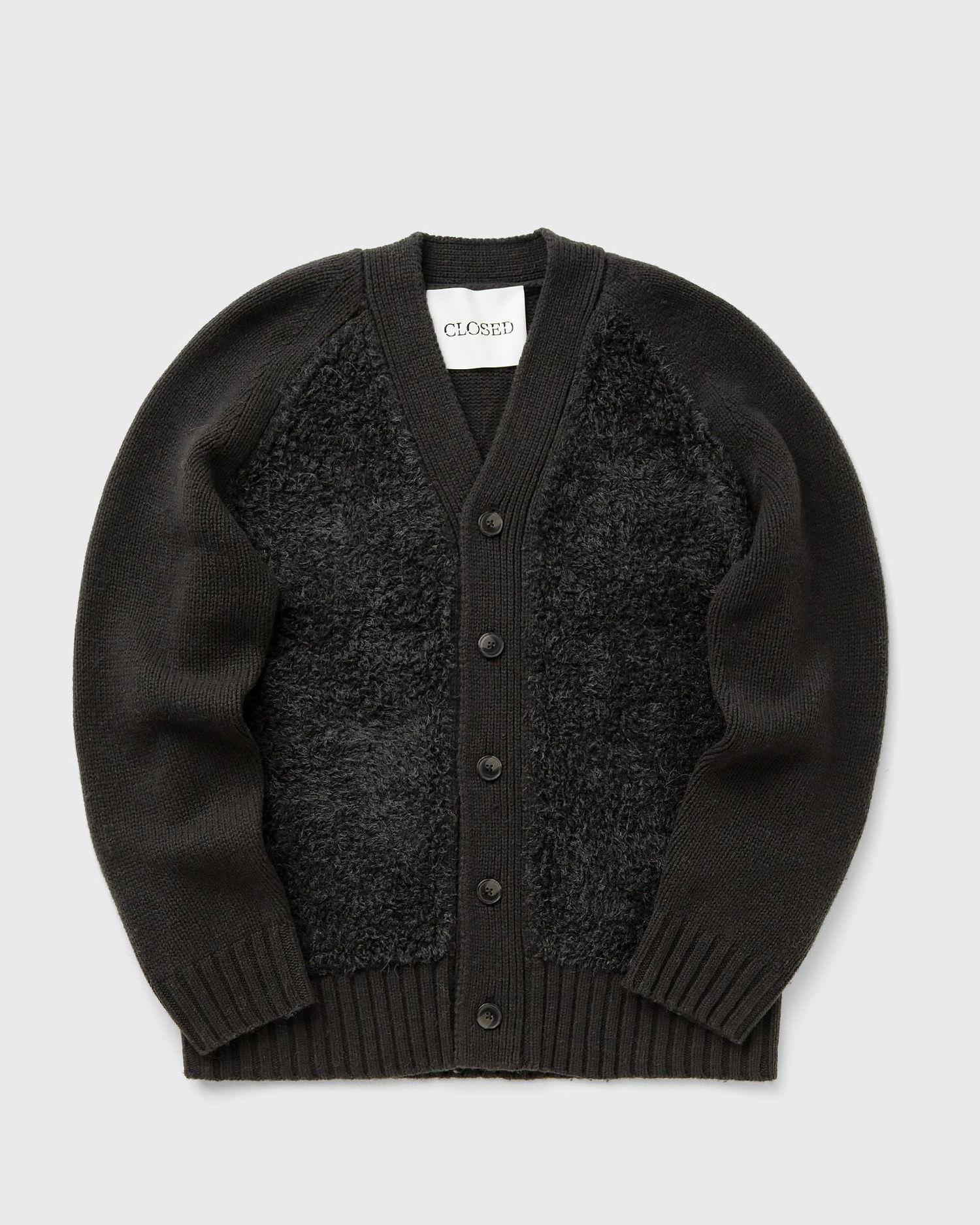 Pleteni pulover CLOSED V-Neck Button-Front Mixed-Texture Cardigan Črna | C86448-93Q-22-164, 0