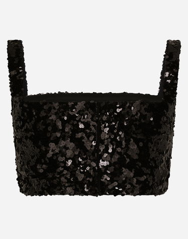 Krop-top Dolce & Gabbana Sequined Crop Top With Straps Črna | F79AATHLMZMN0000, 1
