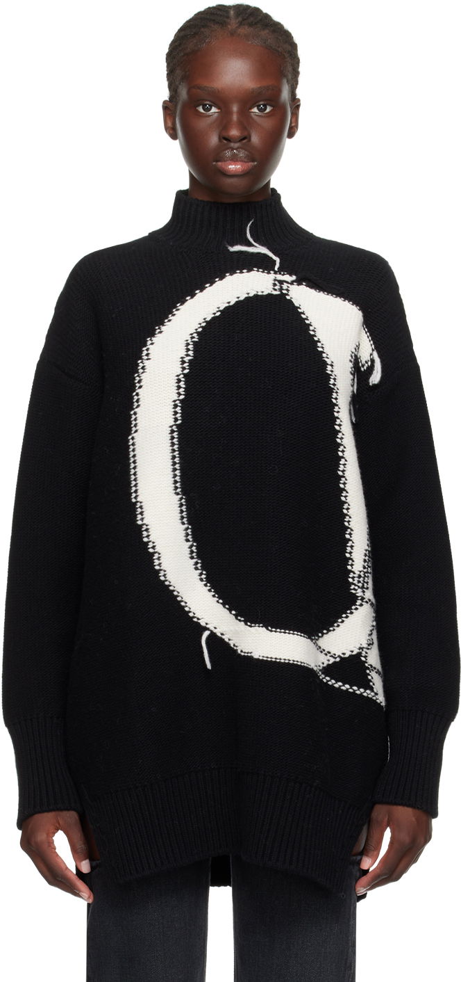 Pleteni pulover Off-White Black Loose Thread Sweater Črna | OWHF044F23KNI0021004