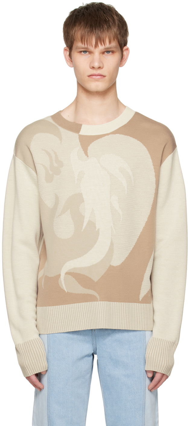 Pleteni pulover Feng Chen Wang Feng Chen Wang Phoenix Sweater Bež | FUS15KT01B
