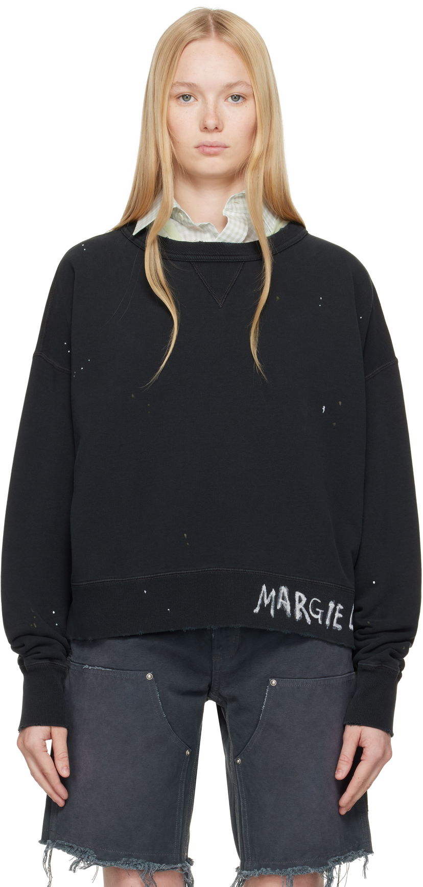 Pleteni pulover Maison Margiela Maison Margiela Graffiti Logo Sweatshirt Črna | S50GU0237 M25019