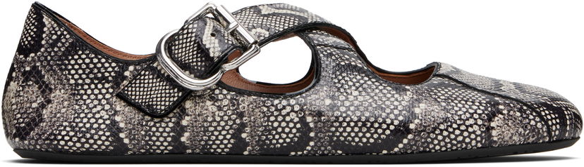 Superge in čevlji Alaïa ALAÏA Criss Cross Snake Ballerina Flats Črna | AA3A046I054