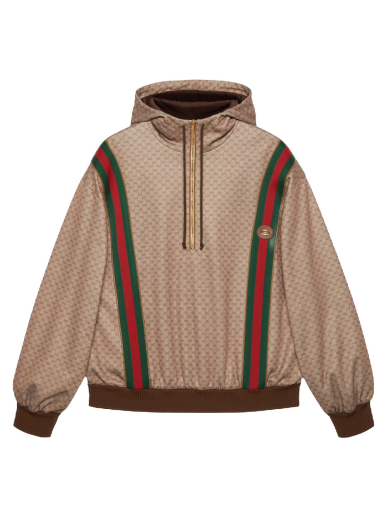 Pulover Gucci Mini GG Jersey 1/2 Zip Hooded Sweatshirt Bež | 655153 XJDFB 2100