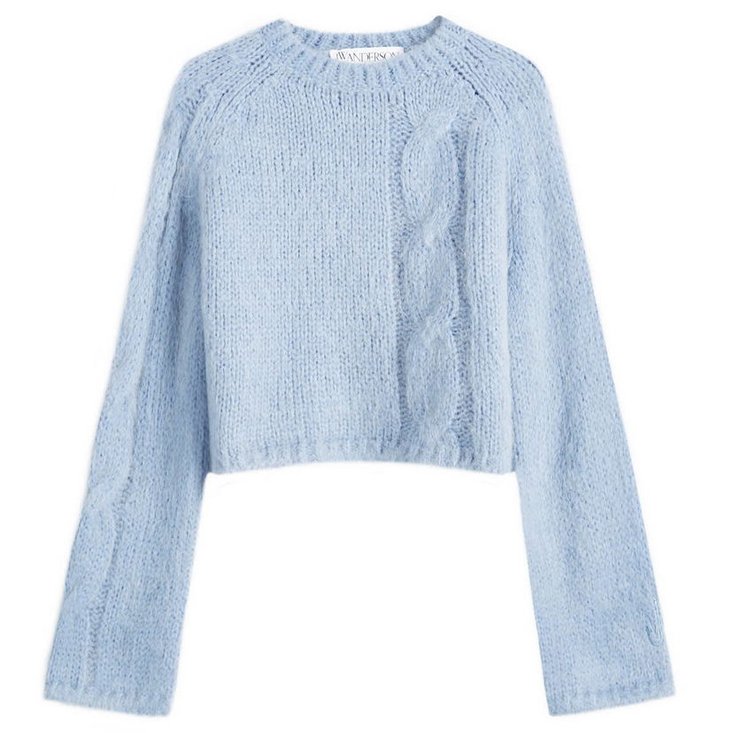 Pleteni pulover JW Anderson Cropped Cable Knit Jumper Modra | KW1230-YN0314-804