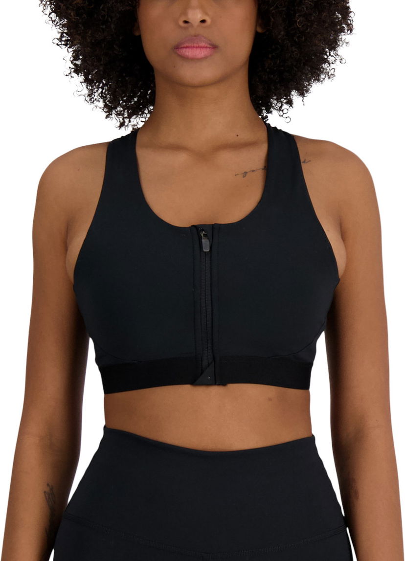 Modrček New Balance Sleek Medium Support Pocket Zip Front Bra Črna | wb41047-bk