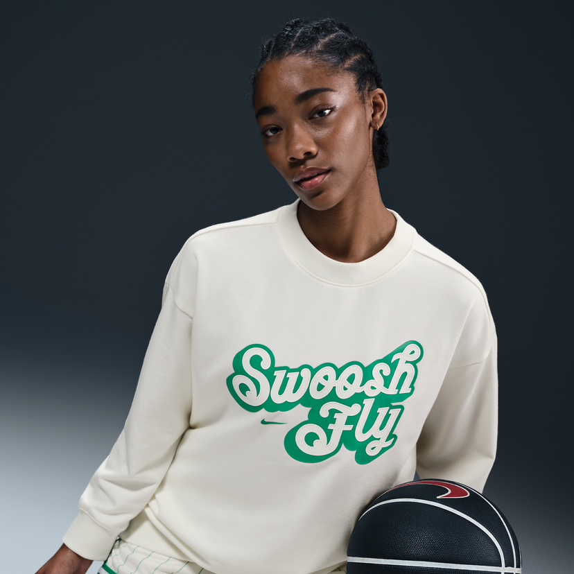 Pleteni pulover Nike Nike Swoosh Fly Dri-FIT Loose Fit Basketball French Terry Sweatshirt Bela | FZ5514-133