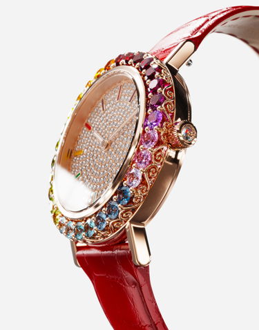 Ure Dolce & Gabbana Dolce & Gabbana Iris Rose Gold Watch with Multi-Colored Gems and Diamonds Rdeča | WWLB2GXA0XAR3723, 1