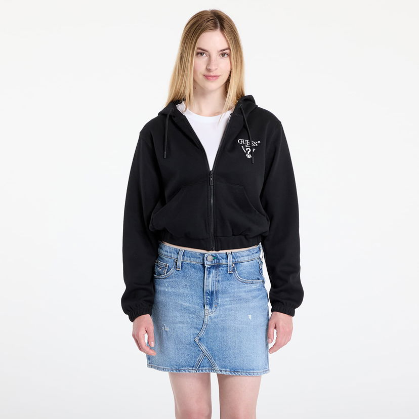 Pulover GUESS GUESS Roberta Full Zip Crop Sweatshirt Črna | V5RQ20KC3D2-FJ8N