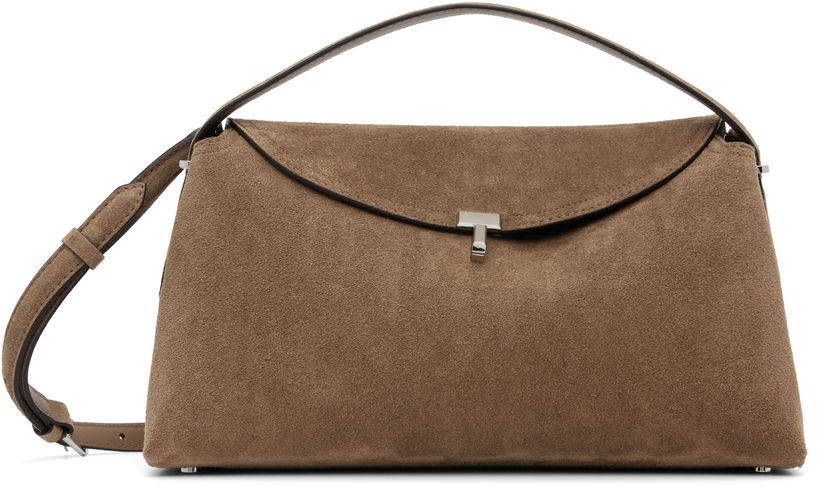 Torbica TOTEME TOTEME T-Lock Suede Top Handle Bag Rjava | 241-WAL961-LE0004