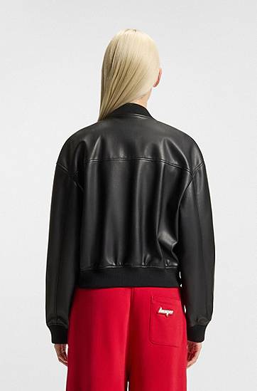 Bomber jakna BOSS Cropped Faux Leather Bomber Jacket Črna | 50542178, 1
