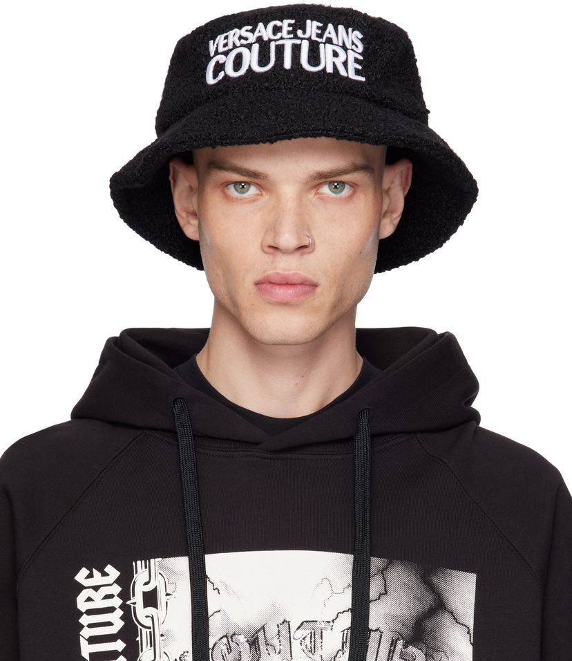 Klobuk Versace Wool Logo Bucket Hat Črna | E77GAZK07_EZSB12