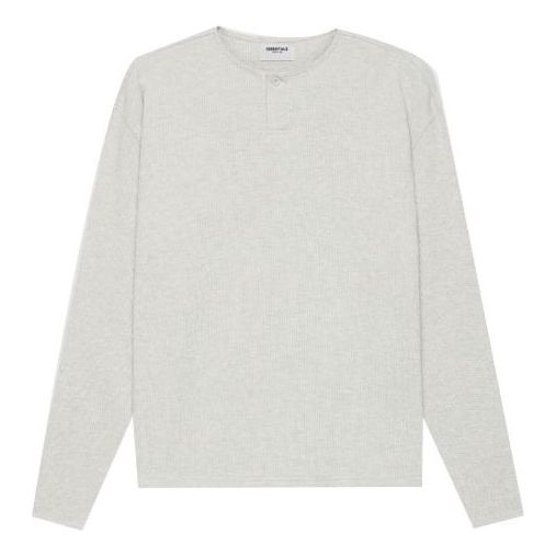 Pleteni pulover Fear of God Essentials Thermal Henley Long Sleeve Siva | FOG-SS21-604