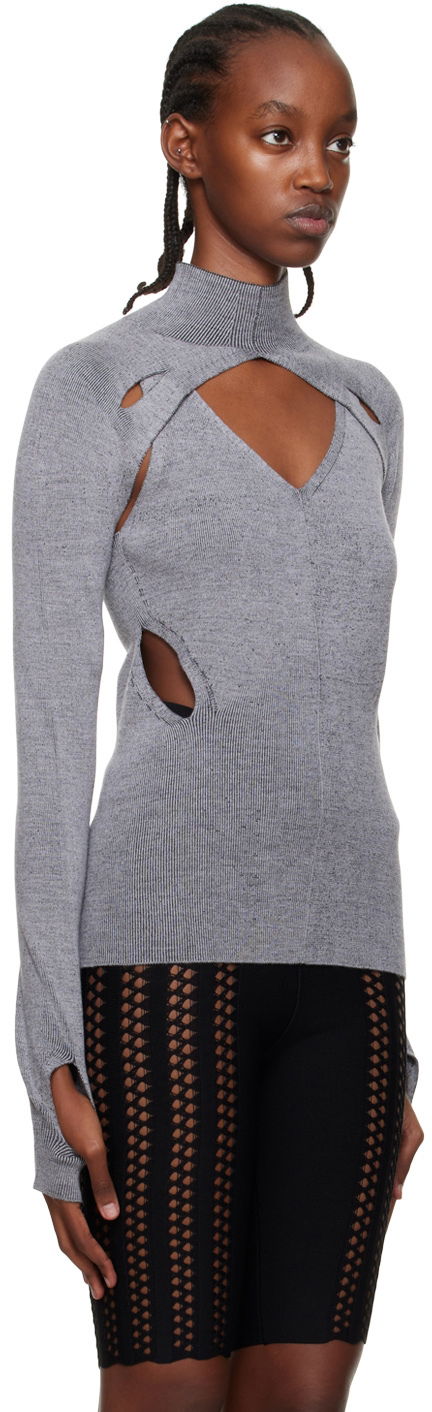 Pleteni pulover Dion Lee Cutout Turtleneck Top Siva | C7078P22, 1