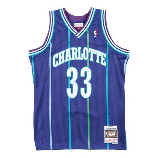 Dres Mitchell & Ness Mitchell & Ness Charlotte Hornets Alonzo Mourning 1994-95 Swingman Jersey Lila | SMJYAC18010-CHOPURPAMO94